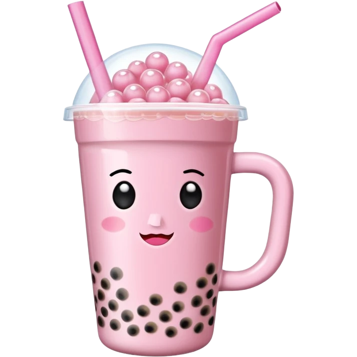 Pink mug with bubble tea emoji