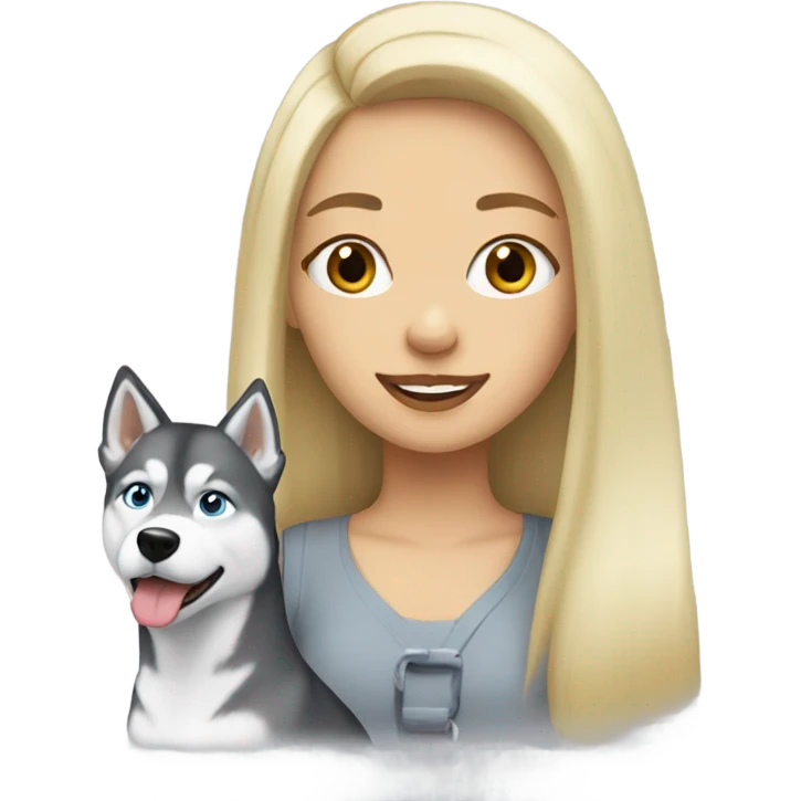 blonde girl and à Grey Husky  emoji