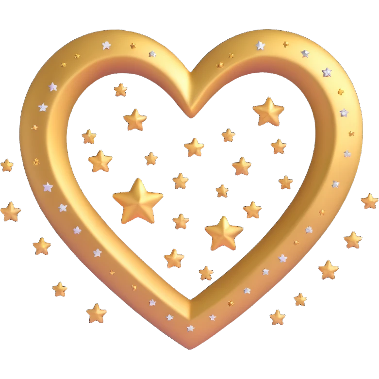 3D emoji style gold heart with tiny twinkling stars emoji