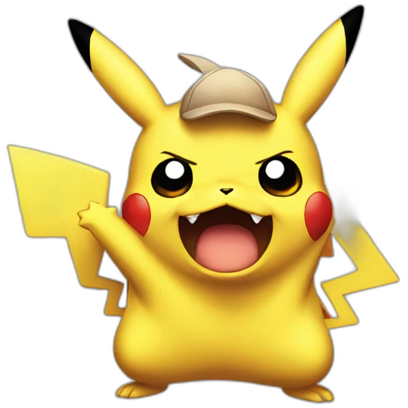 Angry pikachu striking light emoji