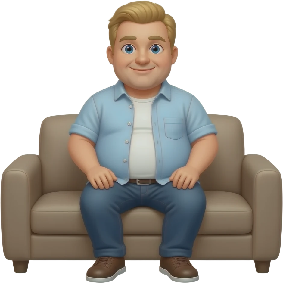 Fat blonde man on sofa emoji