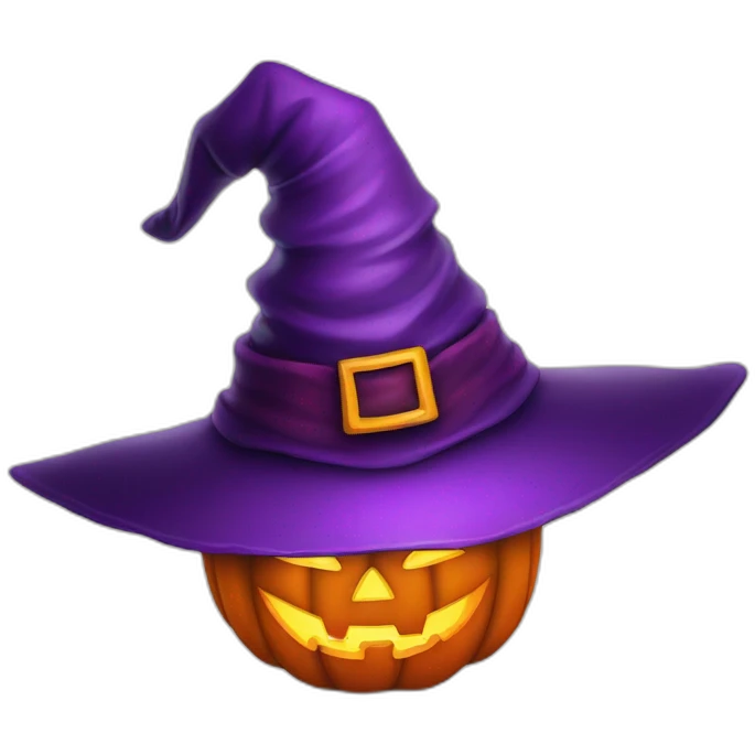 evil orange jack-o-lantern pumpkin wearing purple wizard hat emoji