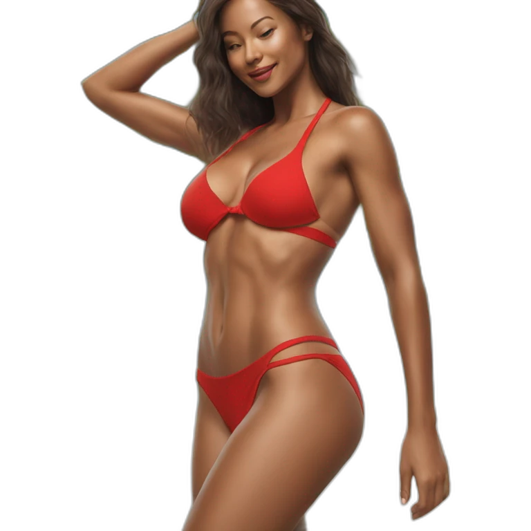 Sexy pose soft-fit woman red bikini (beach body) realism emoji