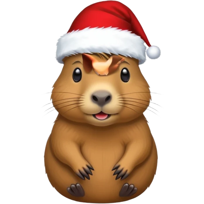 Capybara con gorrito de navidad con un montón de poses para paquete de sticker de WhatsApp  emoji