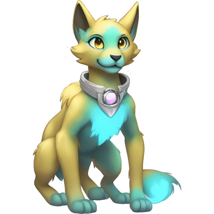 Shiny Anthro Sona Fakemon Nebula with a collar Full Body emoji
