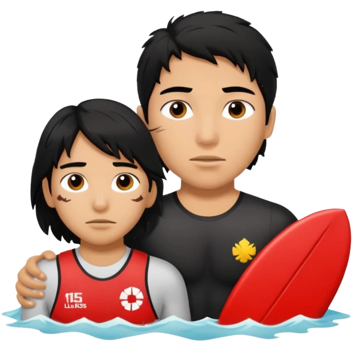 Lifeguard Native American Teenager with messy hair rescuing someone emoji