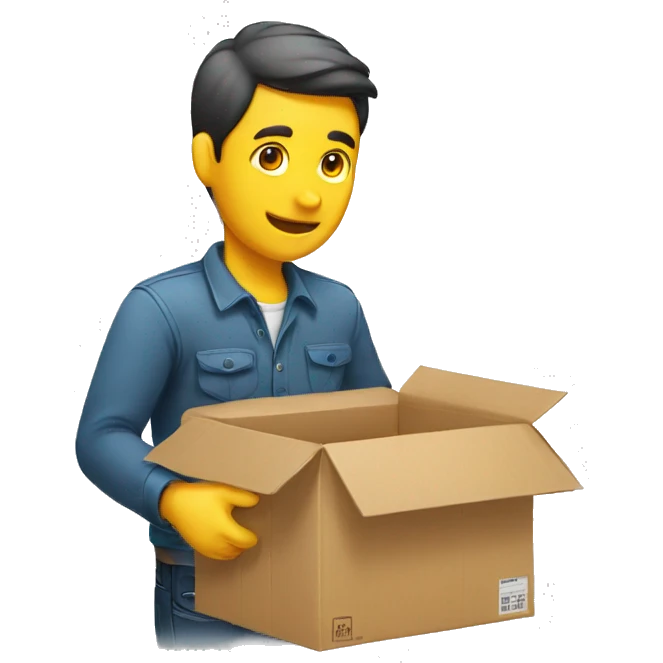 a man packing an item to a box emoji