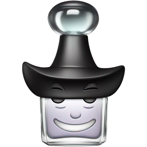 smiling perfume with black cap emoji