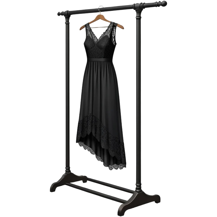 clothing rack with an elegant black dress hanging on it emoji