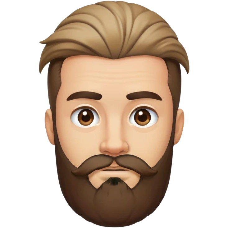 bearded man with one eyebrow raised with top knot hair emoji