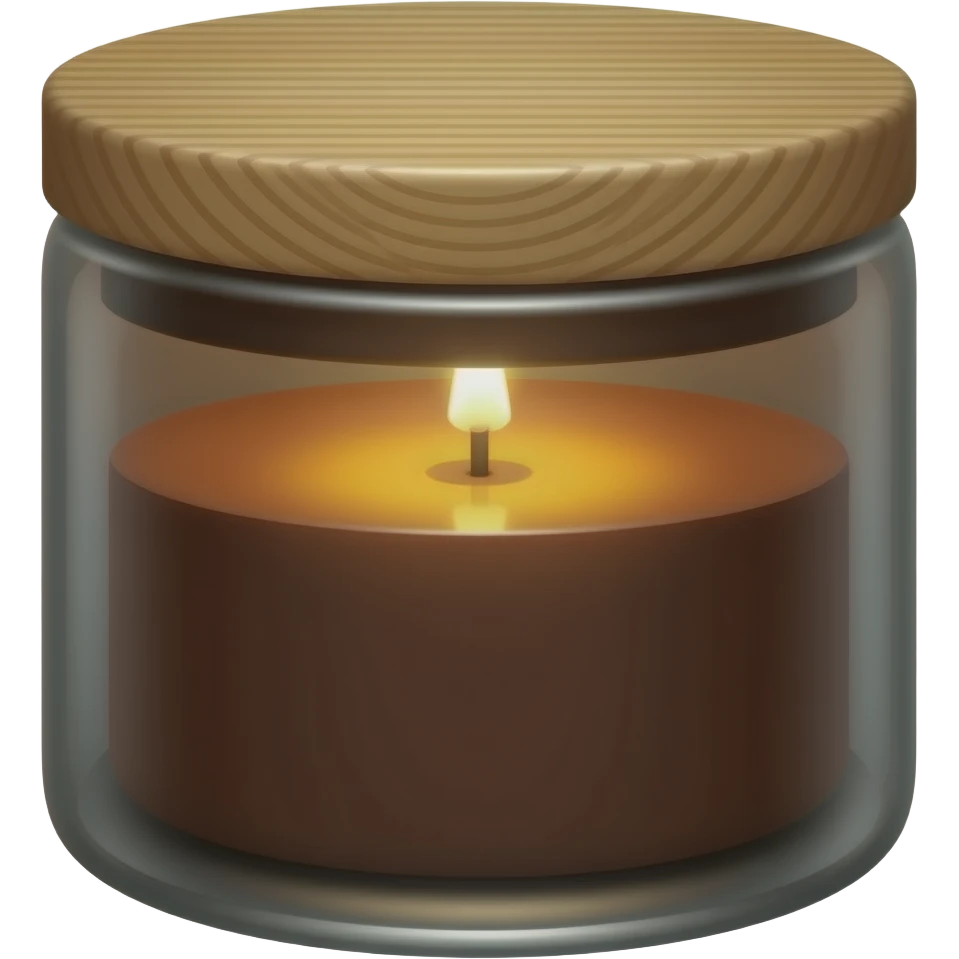 Свечка в из темного стекла с деревянной крышкой emoji