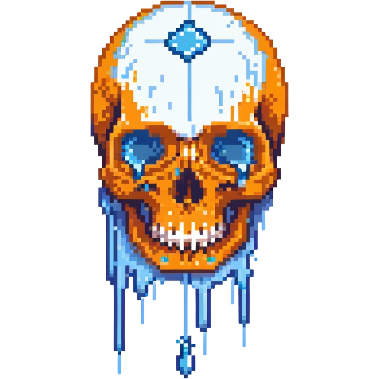 skull with blue tears streaming down emoji