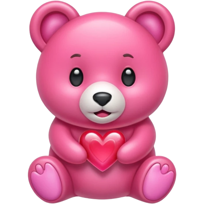 Oso gummy color aguamarina corazón rosa emoji