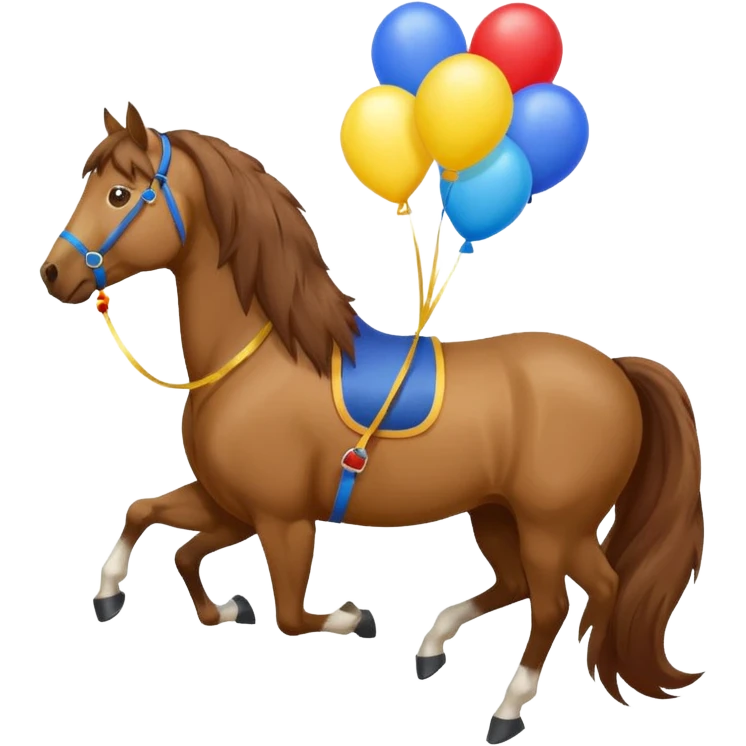 A horse inhaling air from a balloon emoji