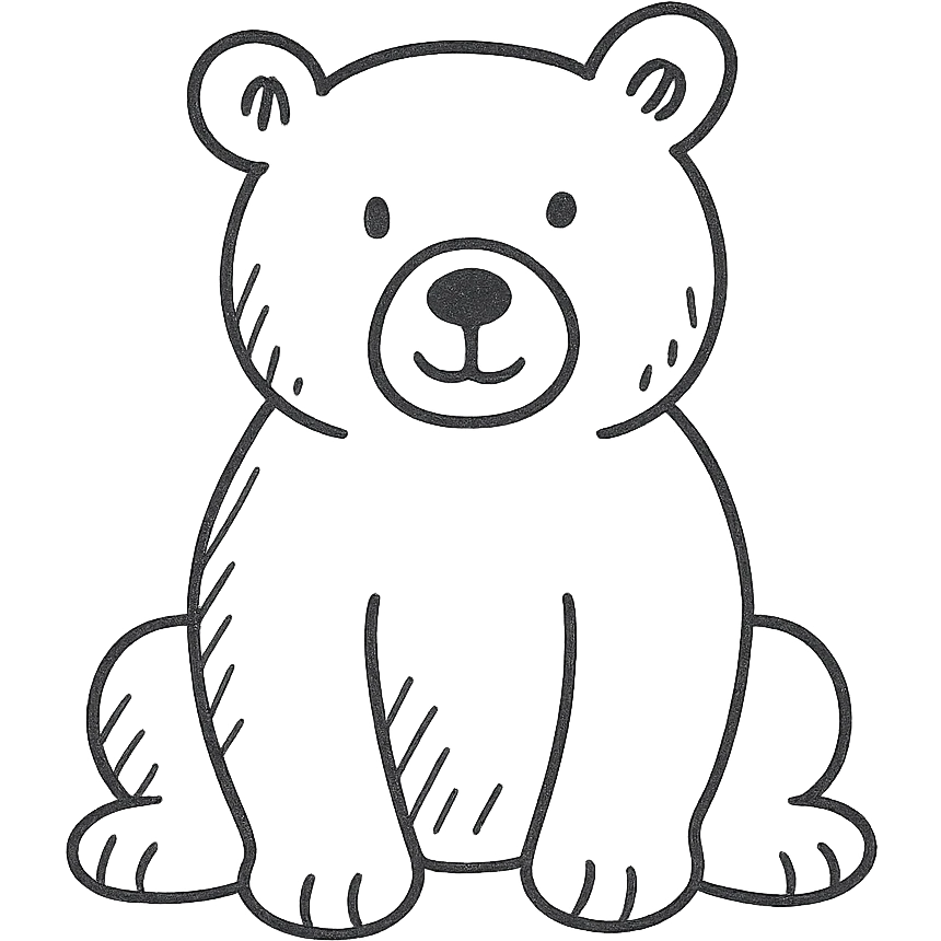 bear hand drawn black outlined icon no fill emoji