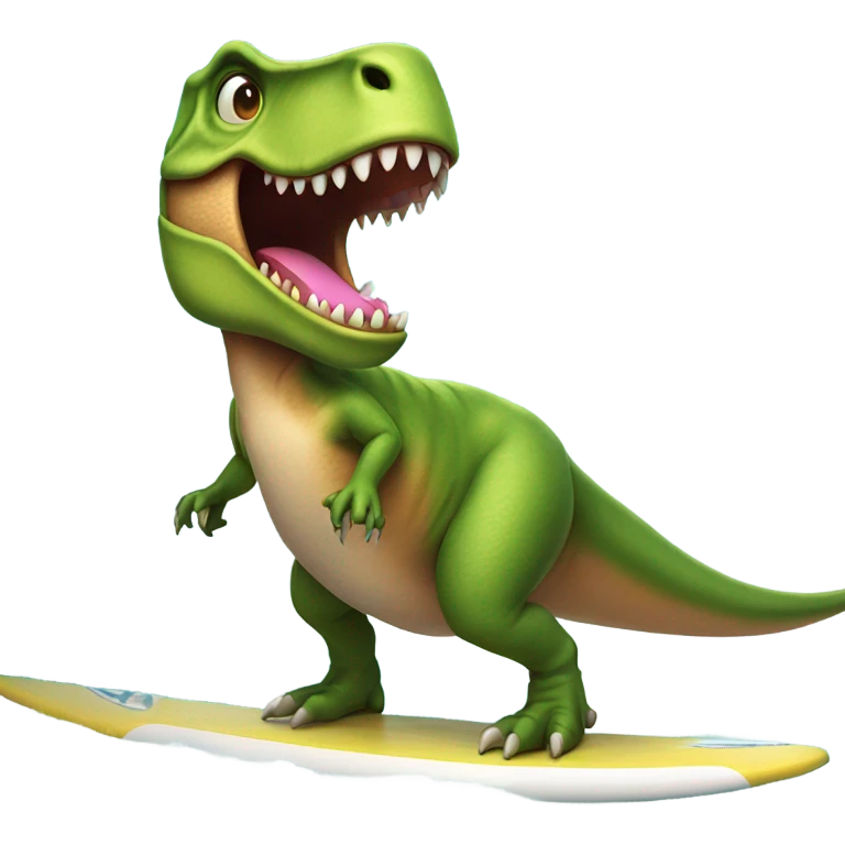T-Rex wearing a tutu on a surfboard emoji