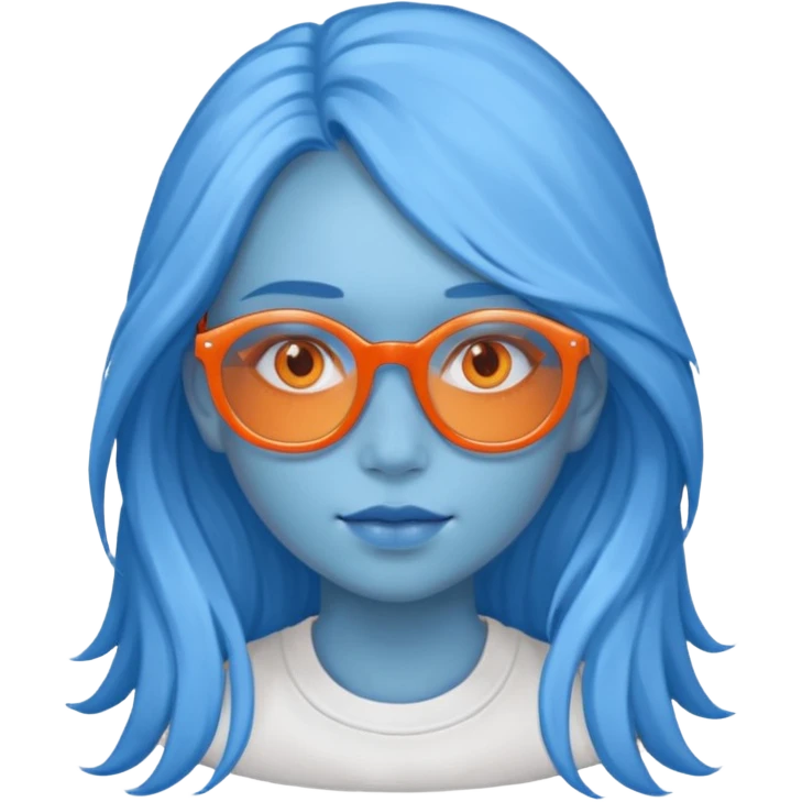 blue skinned orange glassed long haired girl emoji