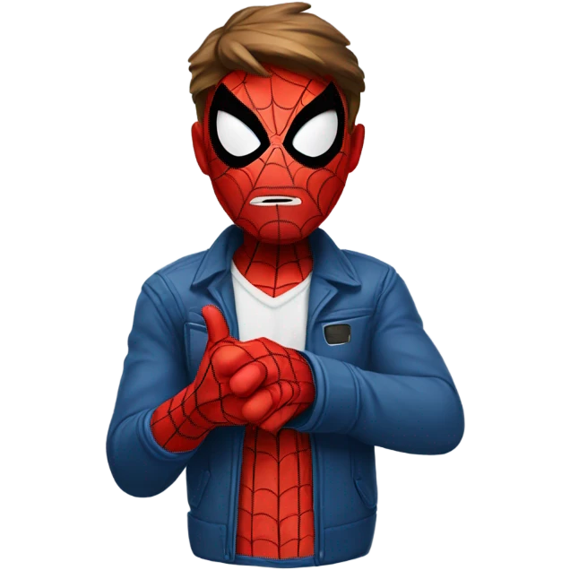 spider man holding thumbs down emoji