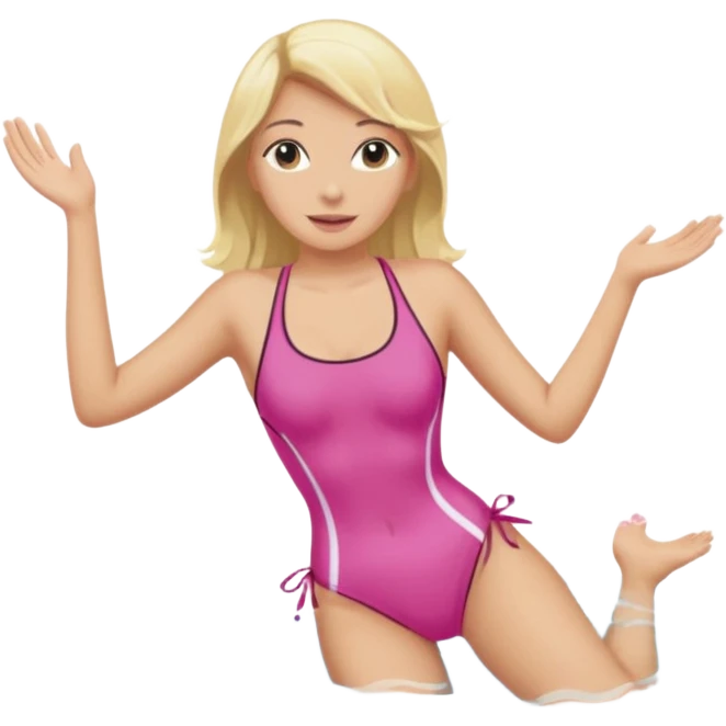 Woman with blonde hair wearing a pink bathing suit. A woman with dark hair wearing a pink bathing suit. Both woman swimming in the ocean emoji