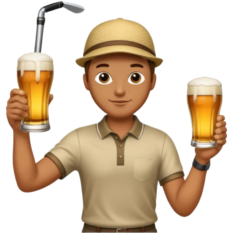 Golfer swinging his club at a glass of beer emoji