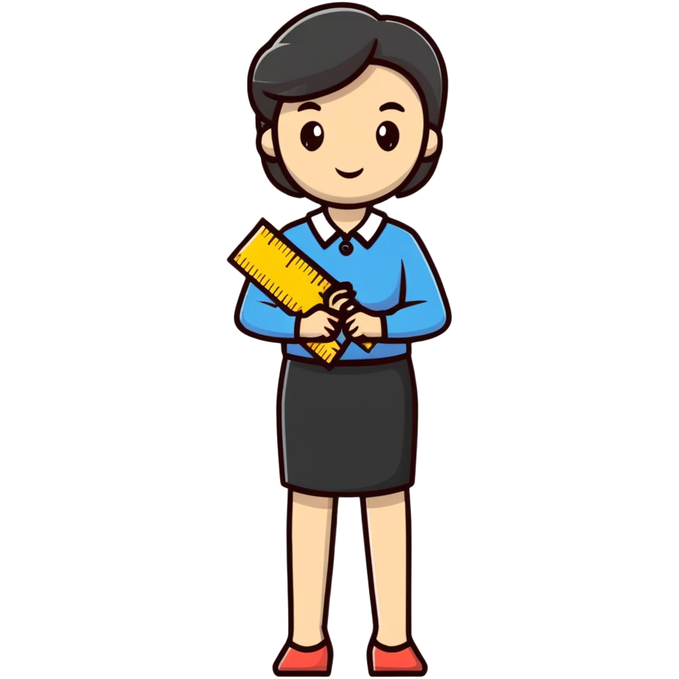 full body mad female teacher without glasses holding a ruler emoji