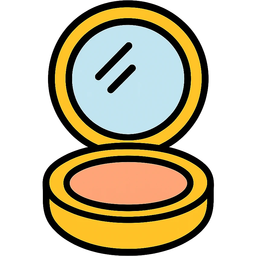 Foundation compact with mirror emoji