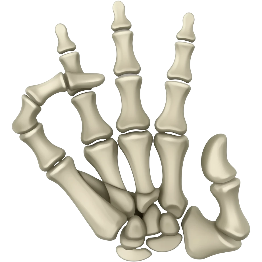 skeleton hand with 4 fingers and a thumb flipped inside touching the palm of the hand emoji