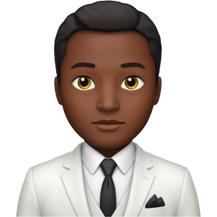 businessman, black skin, black eyes, white suit emoji