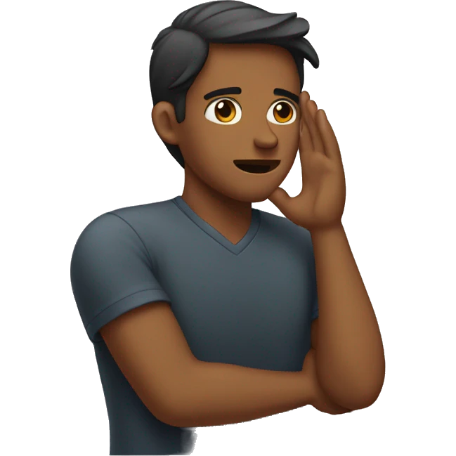 Man holding his ear saying sorry to girl emoji
