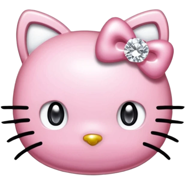 Isolated, hyper realistic, 8k quailty, 5000x5000px, 3D rending,  hello kitty  pink diamond and sparkling realistic 14k gold earrings.  emoji