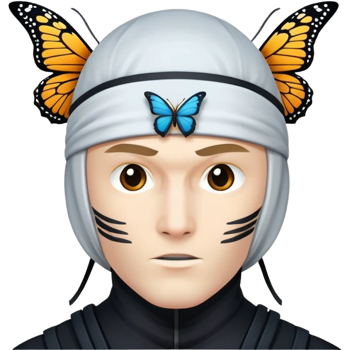 Crea un emoji con estos dos emoji 🥷🏻🦋
él ninja de piel blanca con la mariposa posada en cabeza como si estuviera volando. emoji
