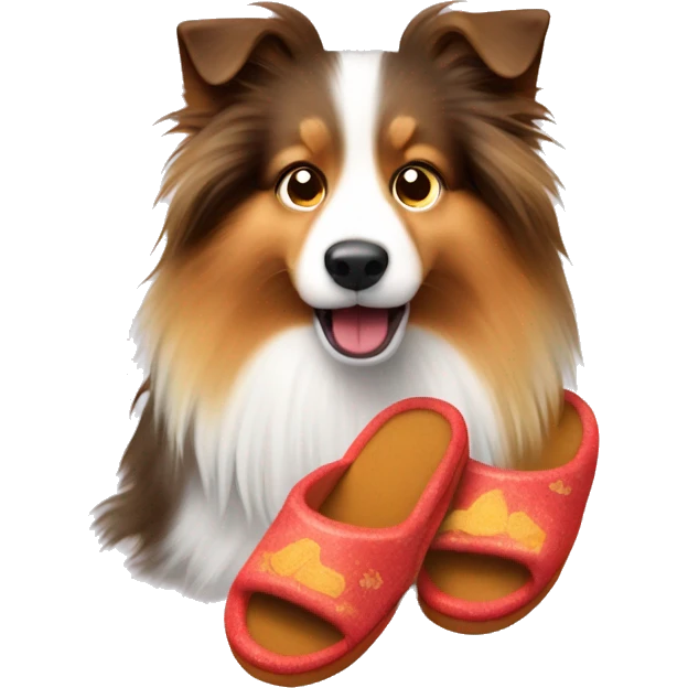 Shetland sheepdog stealing slippers emoji