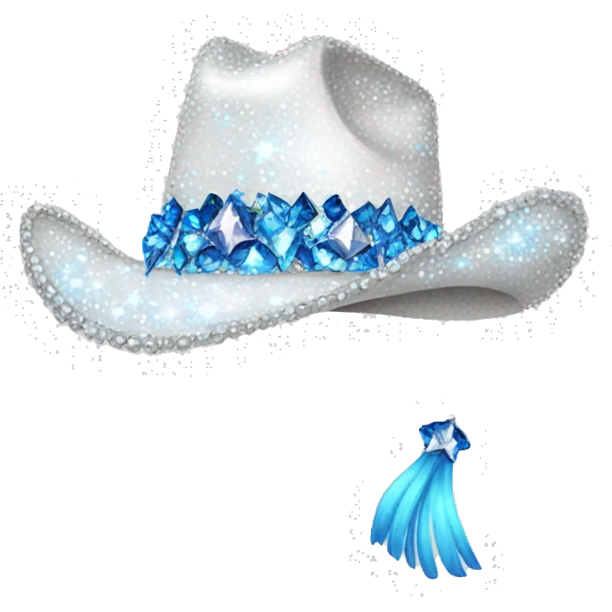 bedazzled white cowgirl hat with blue rhinestones emoji