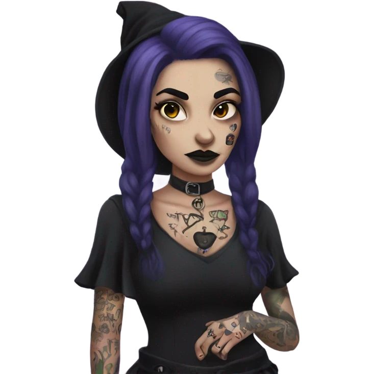 Goth Witch with lots of tattoos emoji