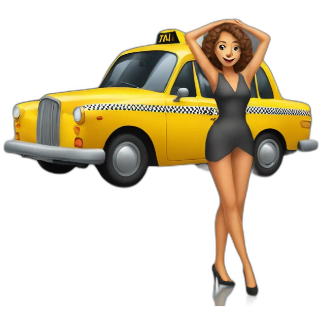 A photo of a beautiful woman taking a taxi emoji