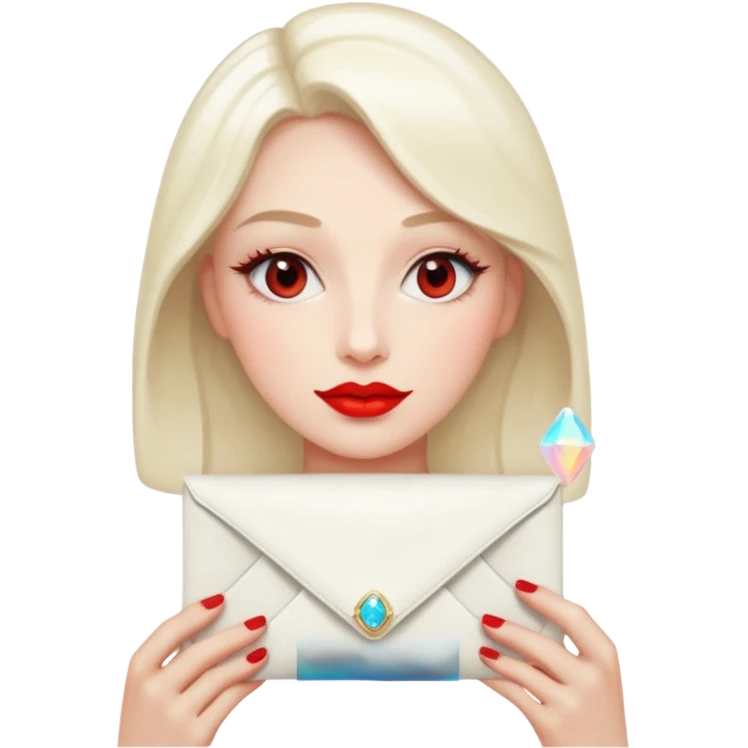 a beautiful loving  on it lipstick white opal envelope emoji