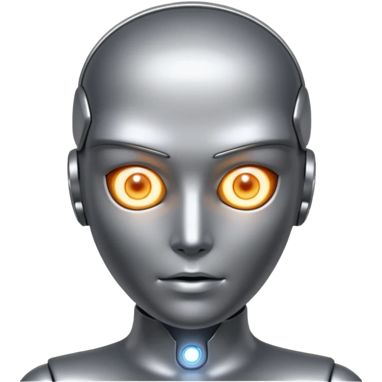 Robots Humanoid – Silver android with glowing eyes, human shape emoji