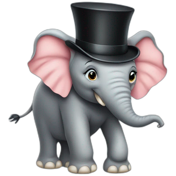 elephant wearing top hat emoji