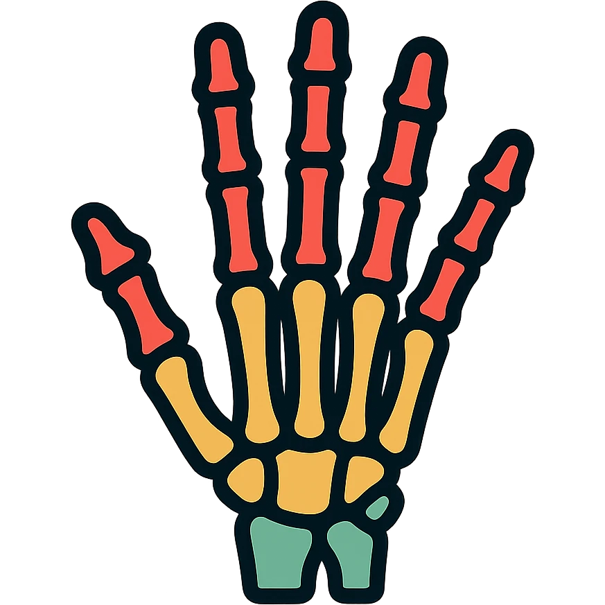 color outline icon of a skeleton palm emoji