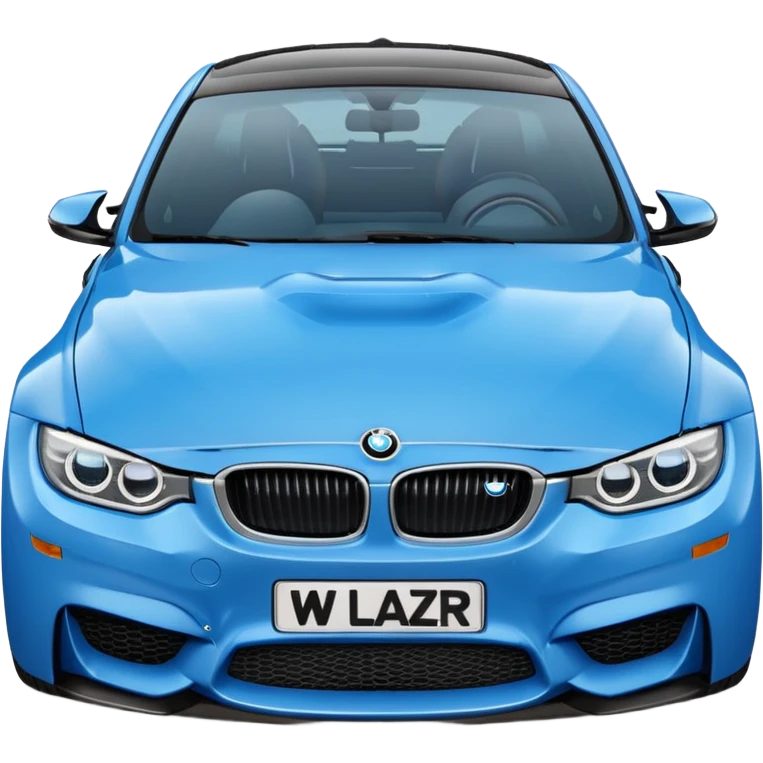 Make me an emoji with a blue bmw M3 and some kind of sign that says ‘W LZR’ emoji