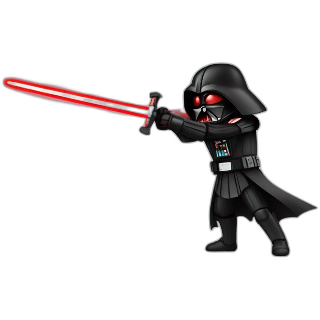 dark vador qui tien un sabre laser rouge en position de combat emoji