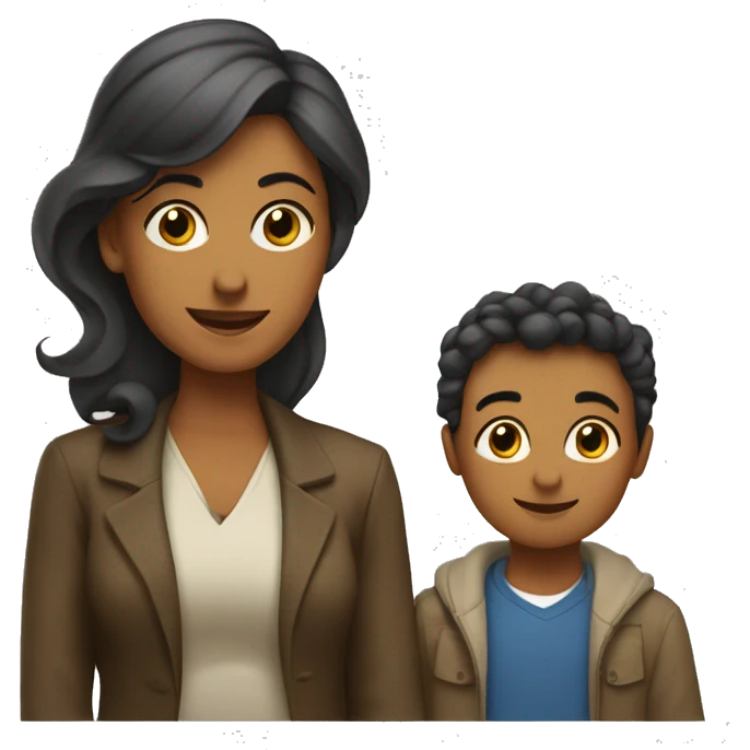 madre apoyano a hijo conn tareas emoji