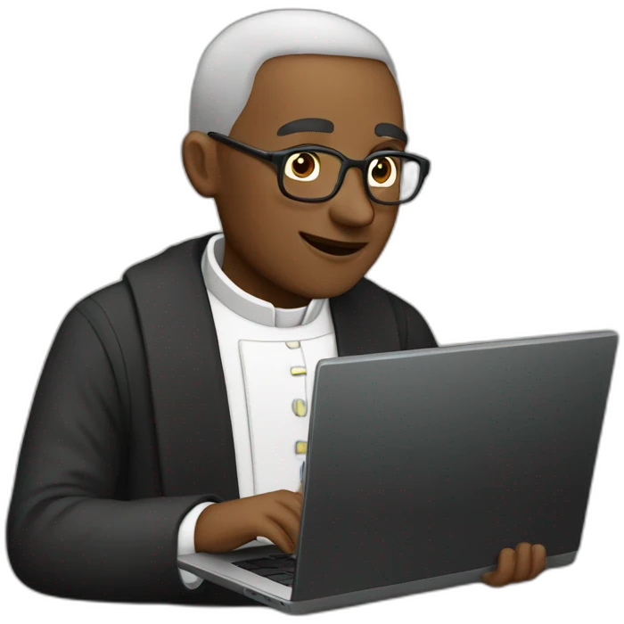 Vicar using a laptop emoji