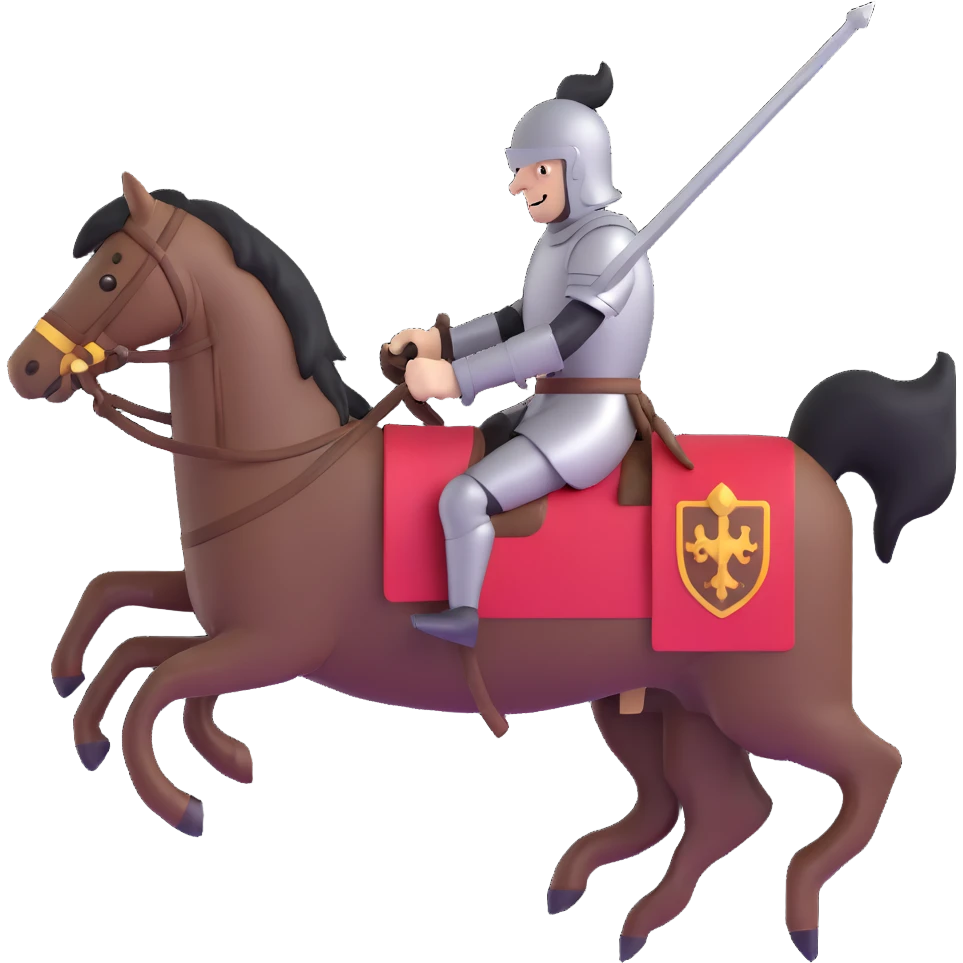 knight riding a horse with lance in hand emoji