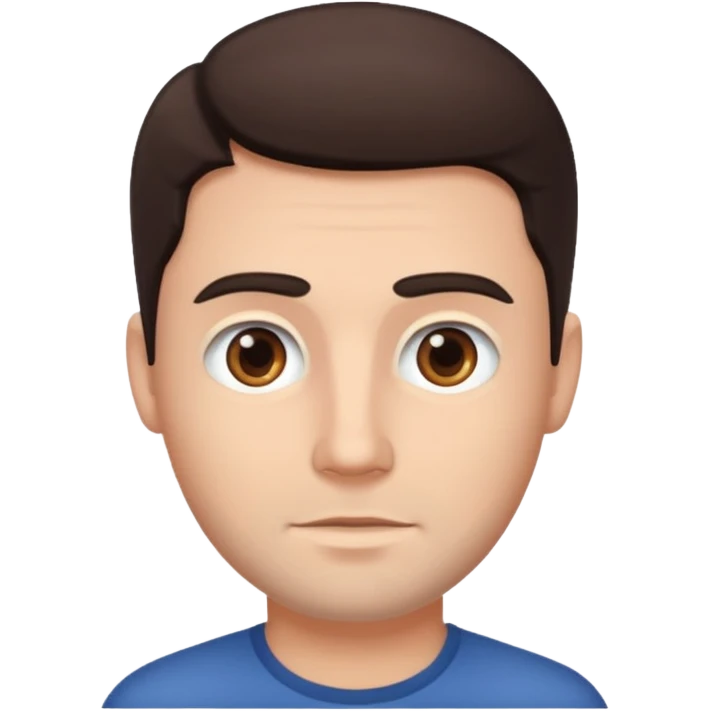 White guy, no beard, dark brown hair and eyes emoji