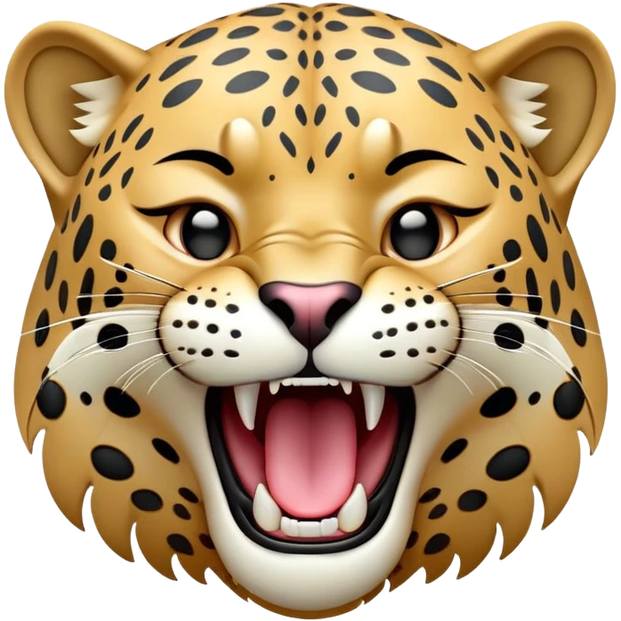 cinematic-realistic-yawning-jaguar-portrait-emoji,-head-tilted-slightly-with-a-dramatic,-wide-open-yawn,-showcasing-a-lithe,-graceful-build-with-distinctive-rosette-patterns-and-sleepy,-half-closed-eyes,-simplified-yet-irresistibly-adorable emoji