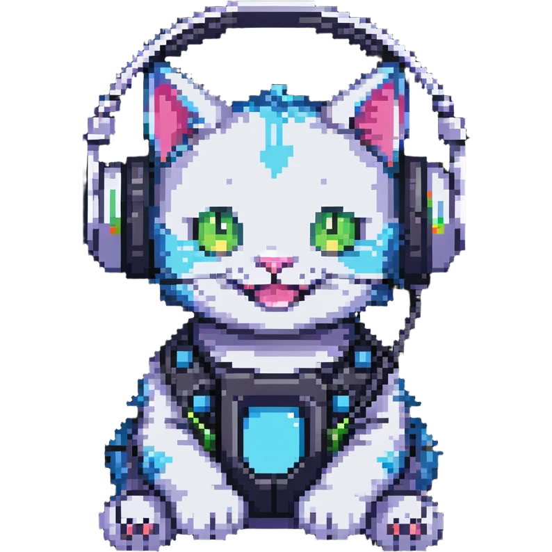a smiling cybercat wearing headphones emoji