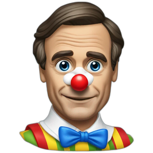 Jair Bolsonaro with blue eyes dressing as a clown emoji