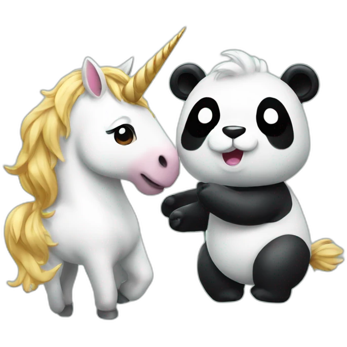 Unicorn and panda playing emoji