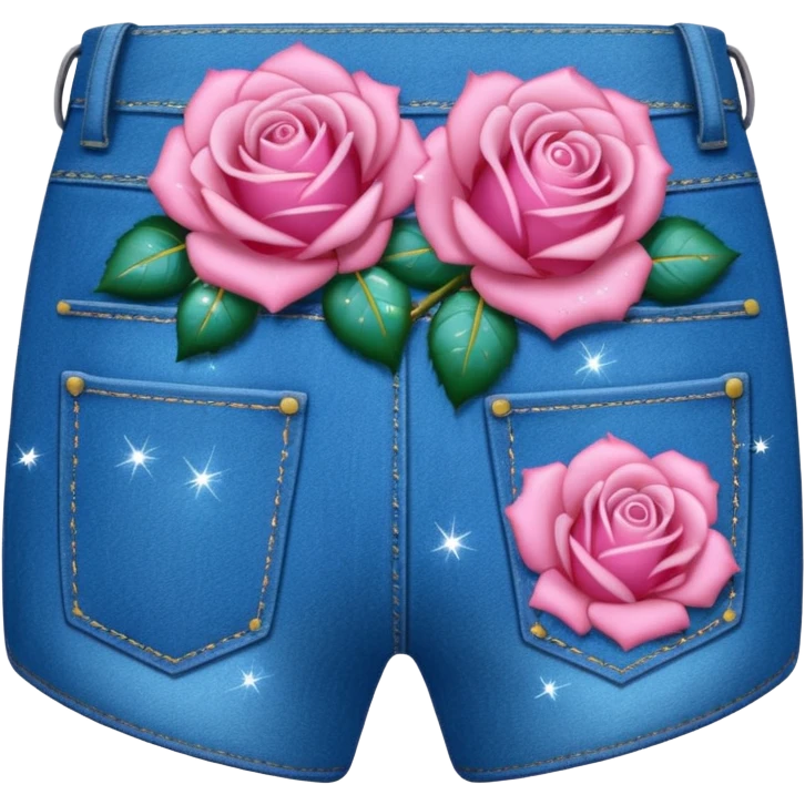Denim back pocket with glittery roses sticking out of the pocket  emoji